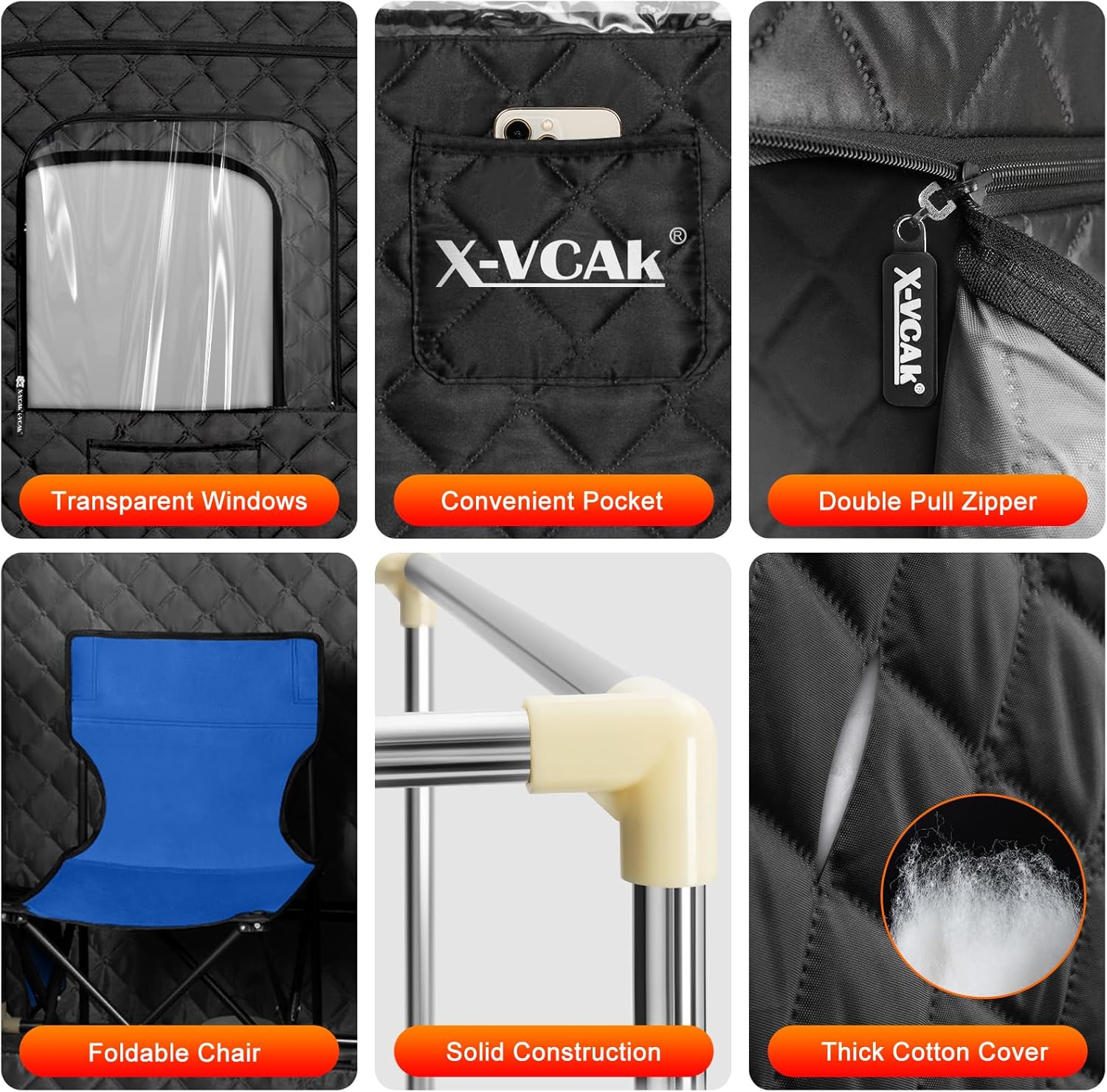 Size 2.6’ x 2.6’ x 5.9 Upgraded Sauna Box for Relaxation, Detoxification, Portable Steam Sauna for Home with Steamer, 9 Levels, 2.6’ x 2.6’ x 5.9’